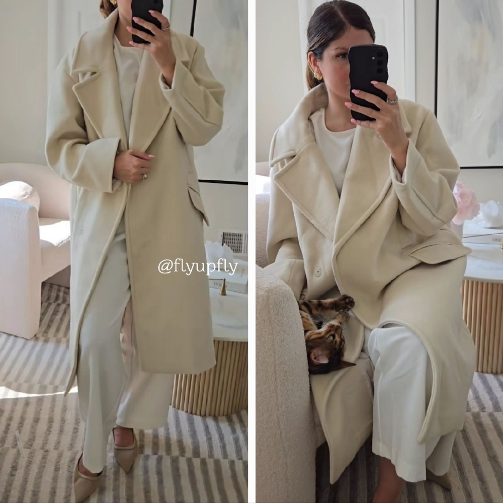 Zara Oversized Coat Cream - Picture 5 of 17